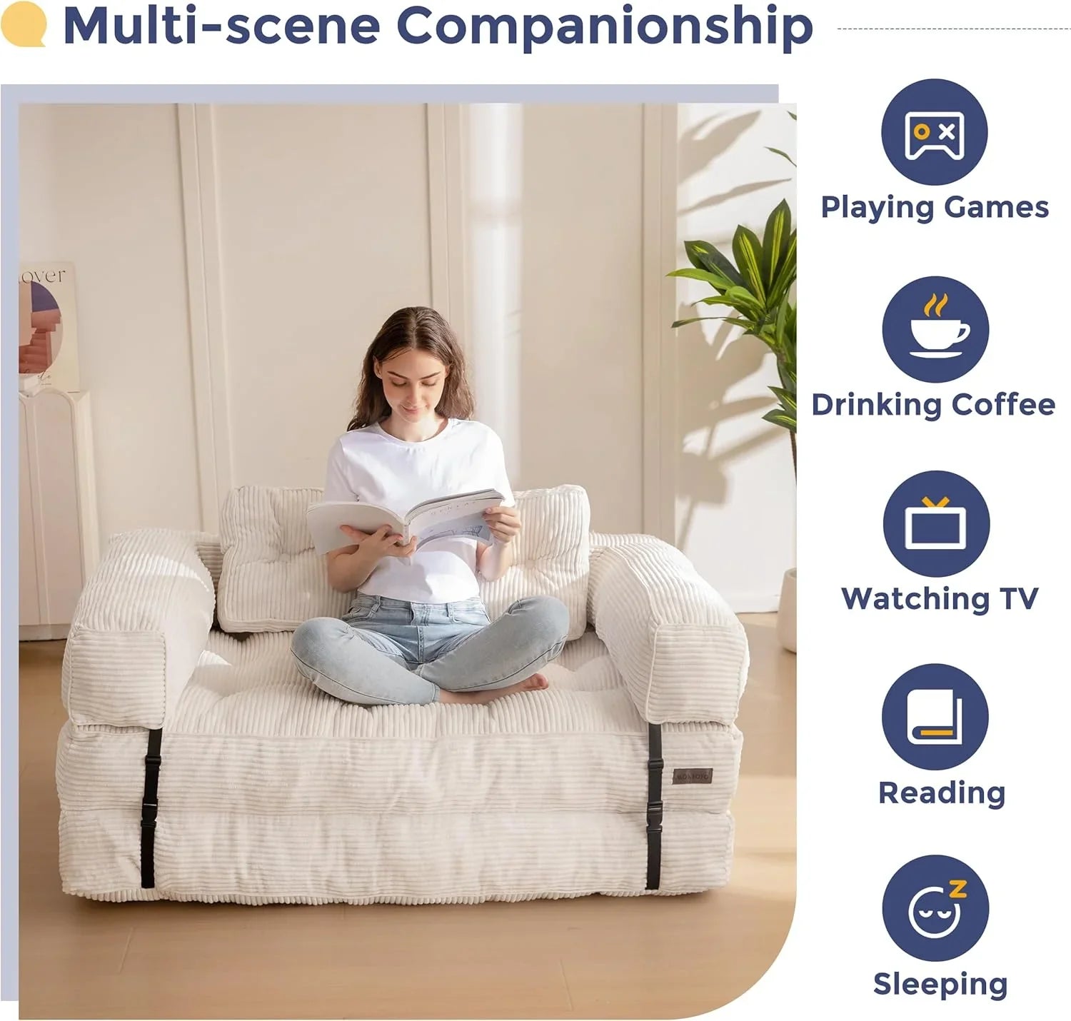 Canapé-lit pliant, canapé-lit convertible en L avec accoudoirs et oreillers