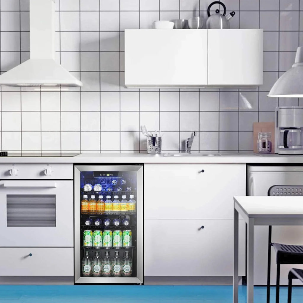 Réfrigérateur à boissons NJStar 68 canettes, mini-réfrigérateur à porte vitrée pour bière, boissons et vin, petit réfrigérateur autonome