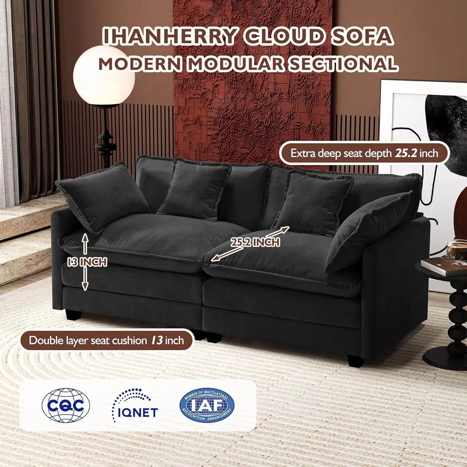 Canapé modulaire moderne en forme de U de 146 pouces d'ihanherry