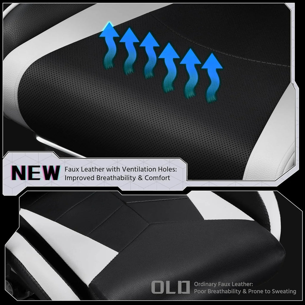 Chaise de jeu avec support lombaire massant et repose-pieds en hauteur Chaise de jeu de bureau