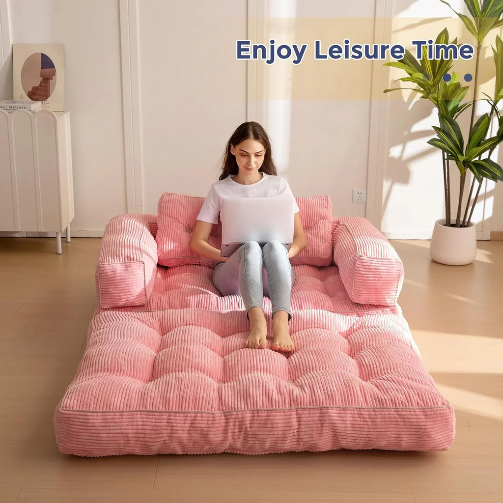 Canapé-lit pliant, canapé-lit convertible en L avec accoudoirs et oreillers