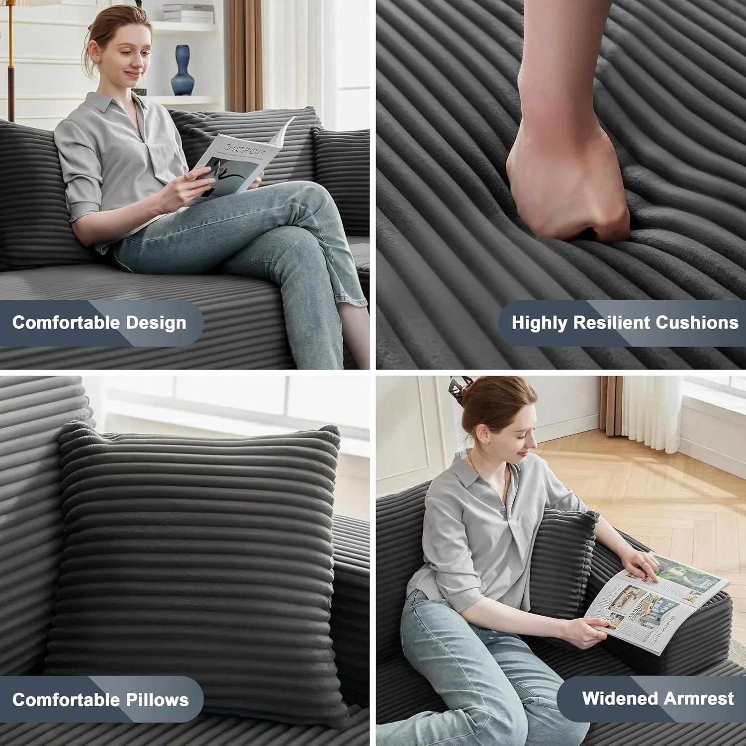 Canapé nuage de 110 pouces, canapé désossé dans le salon, canapé modulable avec sièges profonds