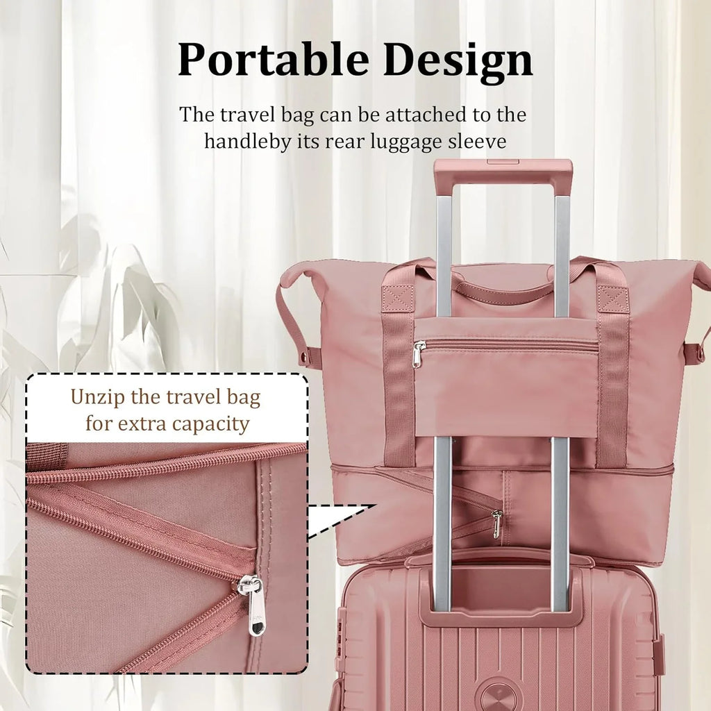 Ensemble de 5 valises de voyage légères à coque rigide en PP avec deux roulettes pivotantes et serrure TSA