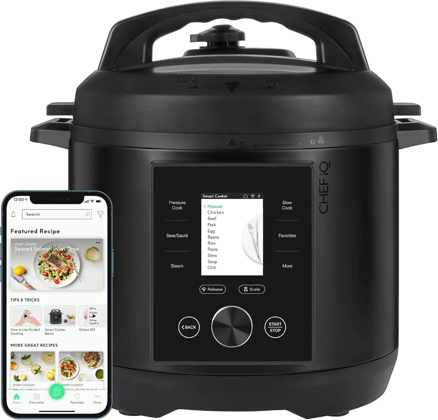 Autocuiseur intelligent CHEF iQ avec Wi-Fi et balance intégrée - Cuiseur à riz multicuiseur 10 en 1 facile à utiliser, mijoteuse, repas instantané pour les gourmets