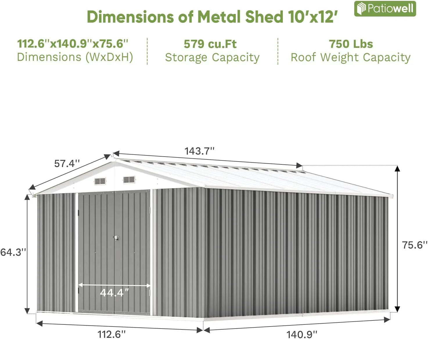 Patiowell Abri de rangement extérieur 5 x 3 pi, abri à outils avec toit en pente et porte verrouillable