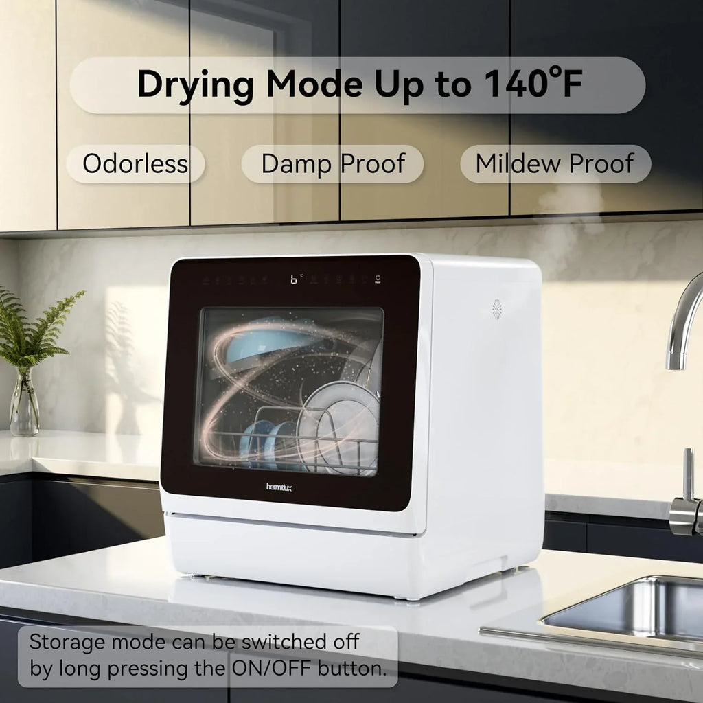 Lave-vaisselle de table Hermitlux, 7 programmes de lavage, mini lave-vaisselle portable