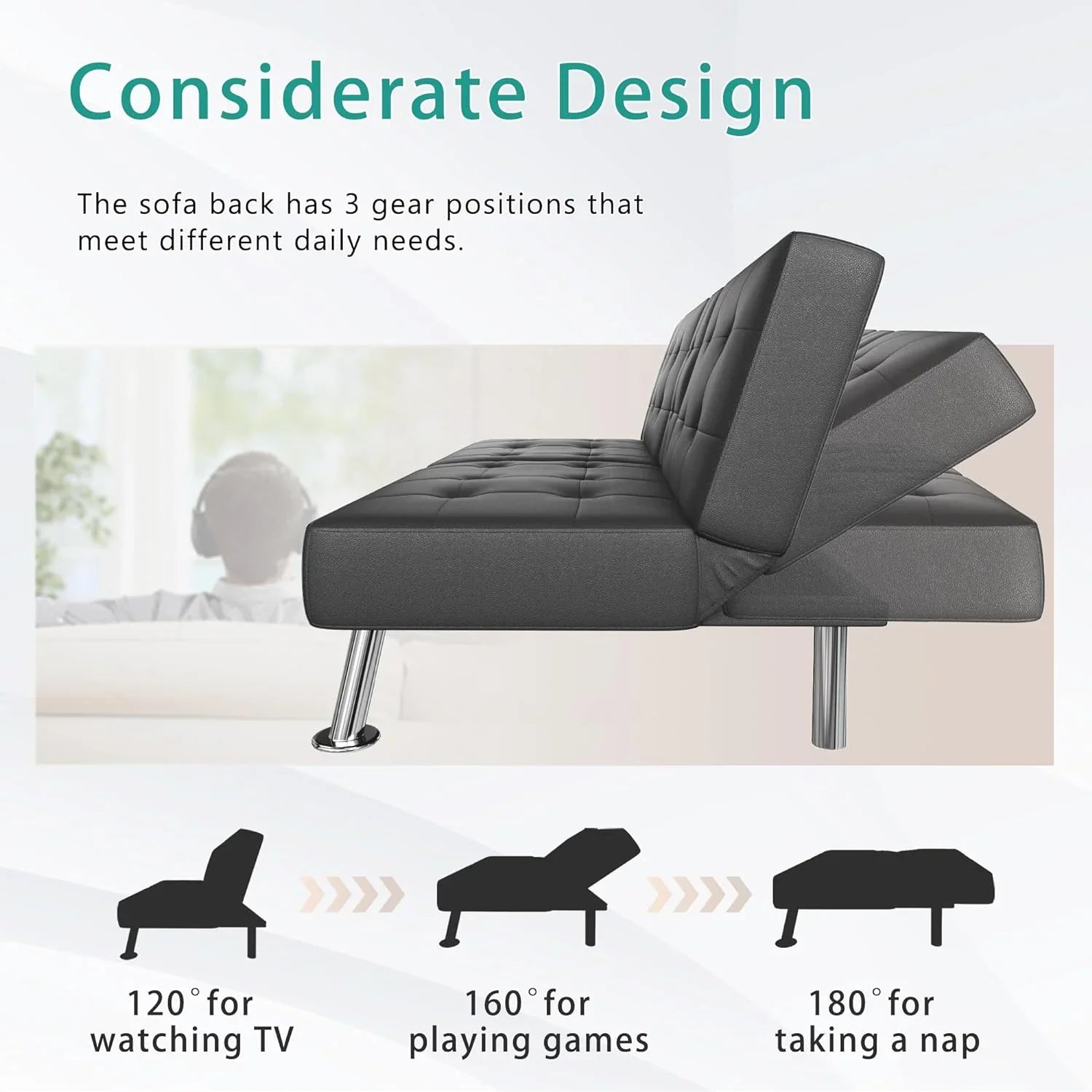 Canapé-lit futon Flamaker Ensemble futon pliant moderne Chaise longue convertible