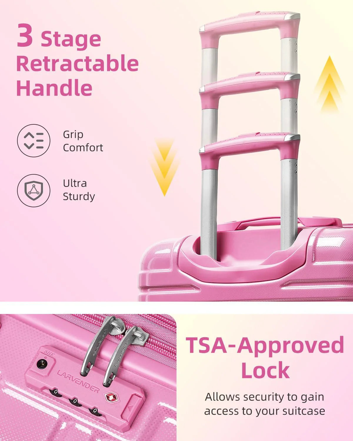 Ensemble de bagages 6 pièces, ensemble de valises rigides extensibles avec roulettes pivotantes, ensemble de bagages à roulettes légers