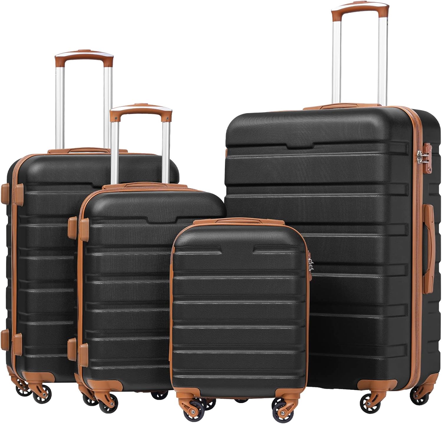 Ensemble de 3 valises Coolife, valises à roulettes rigides et légères avec serrure TSA