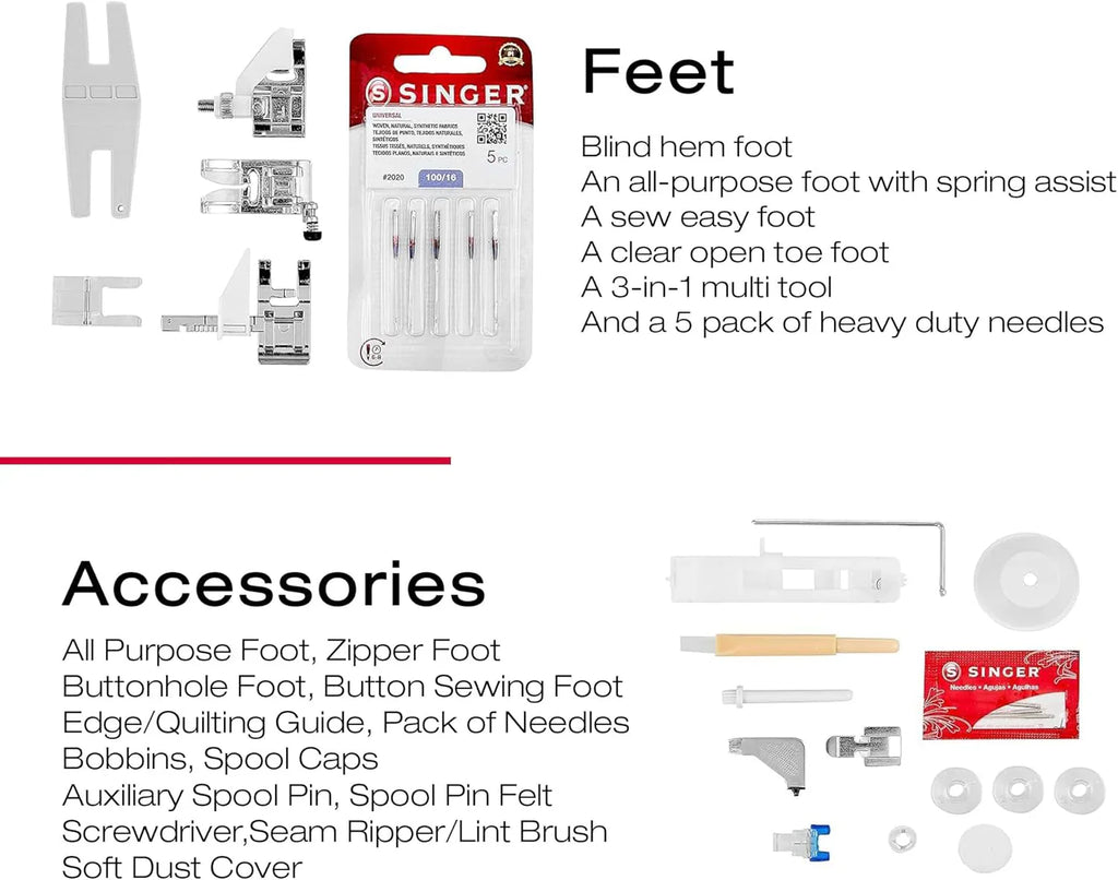 Machine à coudre robuste 4423 à grande vitesse (kit d'accessoires inclus) 97 points Boutonnière en une étape
