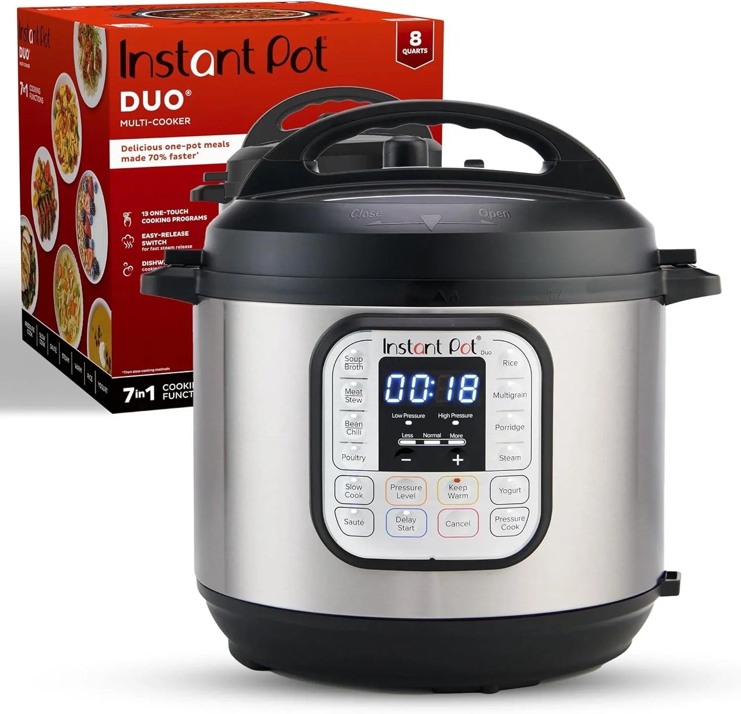 Instant Pot Duo 7-en-1 Autocuiseur électrique, Mijoteuse, Cuiseur à riz, Cuiseur vapeur, Sauteuse, Yaourtière, Chauffe-plat et Stérilisateur