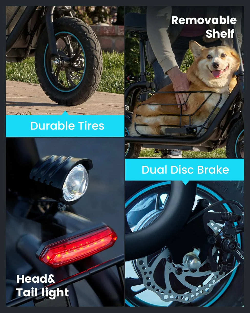 Trottinette électrique Gyroor pour adulte avec grand panier central, autonomie de 32 km, pliable et siège