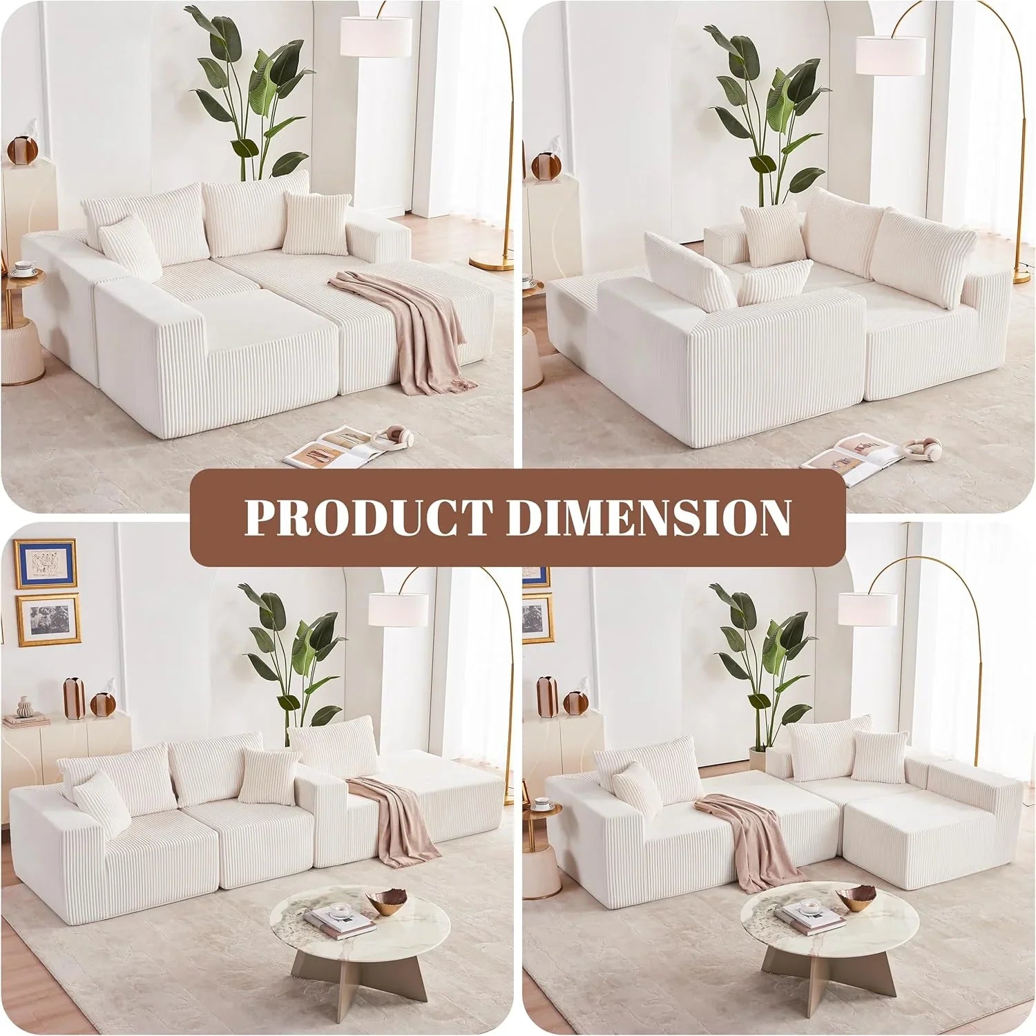 Canapé modulaire de 108 pouces, canapé modulaire Cloud, avec siège profond et fauteuil inclinable, canapé rembourré