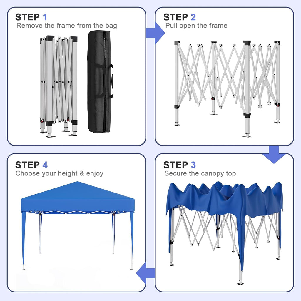 JUMMICO Waterdichte opvouwbare tuinpaviljoen, tuinpaviljoen voor buiten, in hoogte verstelbaar, Barnum UV50+, paviljoen voor kamperen, festivals, strand, tuinen 