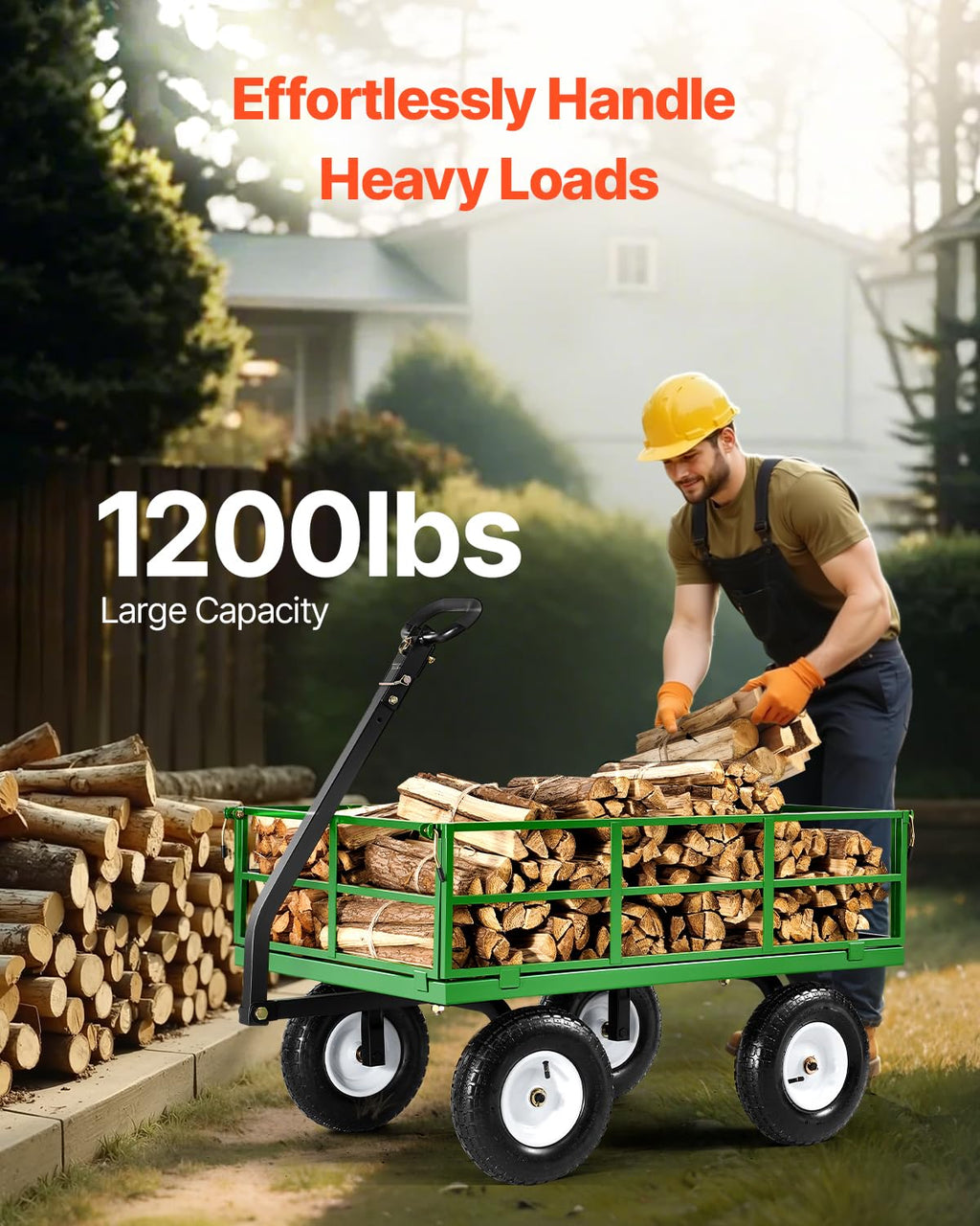 VEVOR chariot de transport de jardin véhicule utilitaire de remorque en métal extérieur robuste