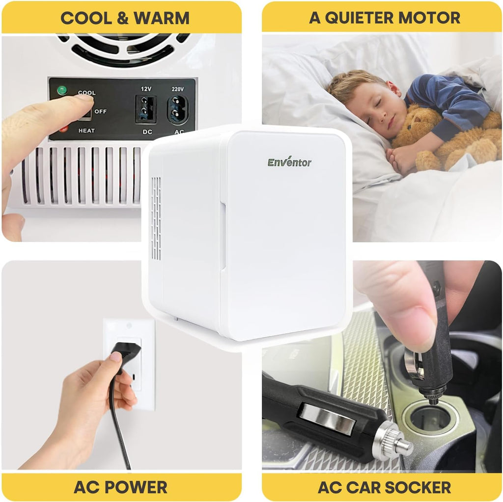 Mini réfrigérateur 4L Petit réfrigérateur portable 6 canettes Cosmétique Mini réfrigérateur Réfrigérer et chauffer