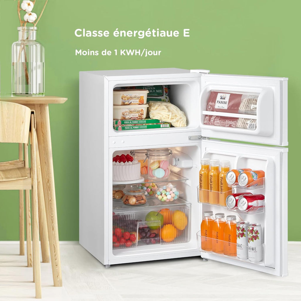 Réfrigérateur-congélateur sous-sol 87 L Compact Avec éclairage Clayettes amovibles Thermostat réglable Porte réversible