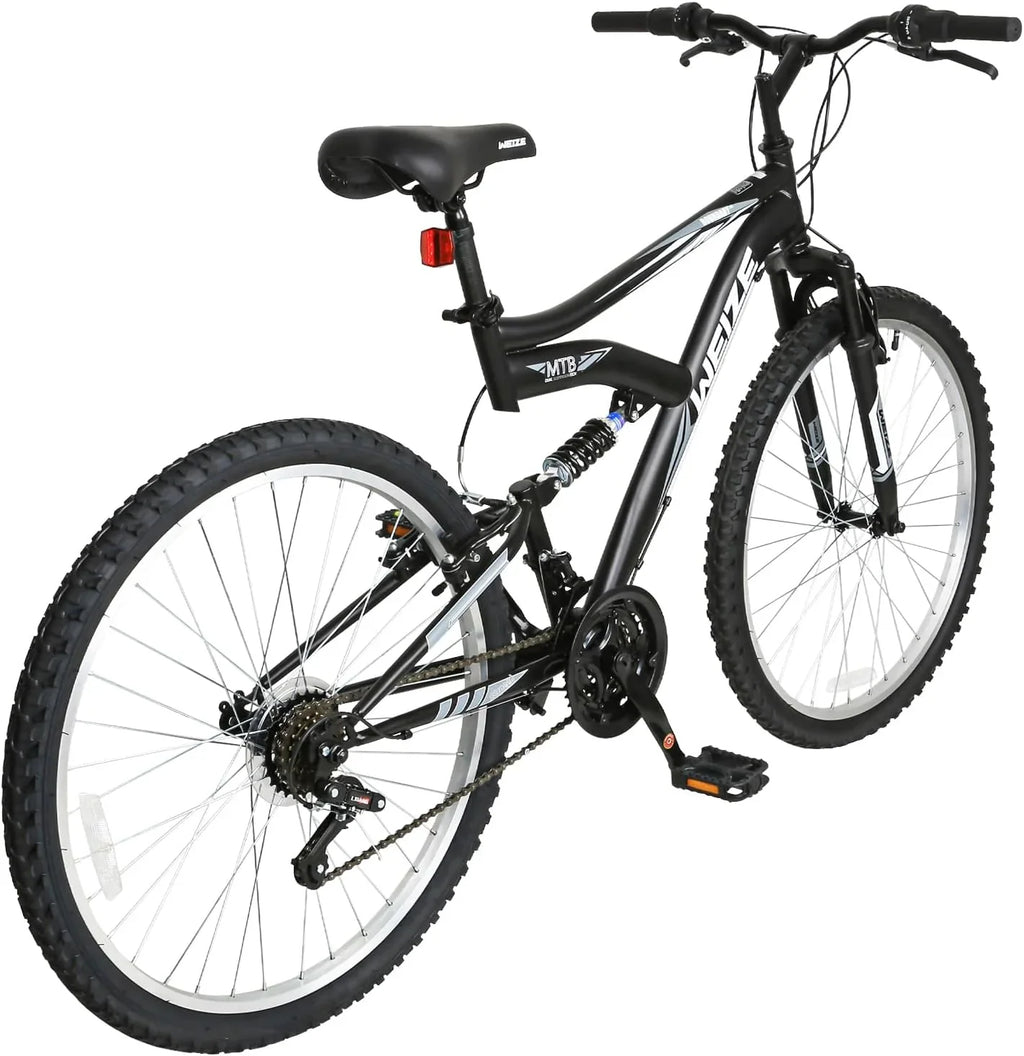 Vélo de montagne WEIZE, vélo hybride d'extérieur 26-27,5 pouces, 18 vitesses/acier à haute teneur en carbone/double suspension complète