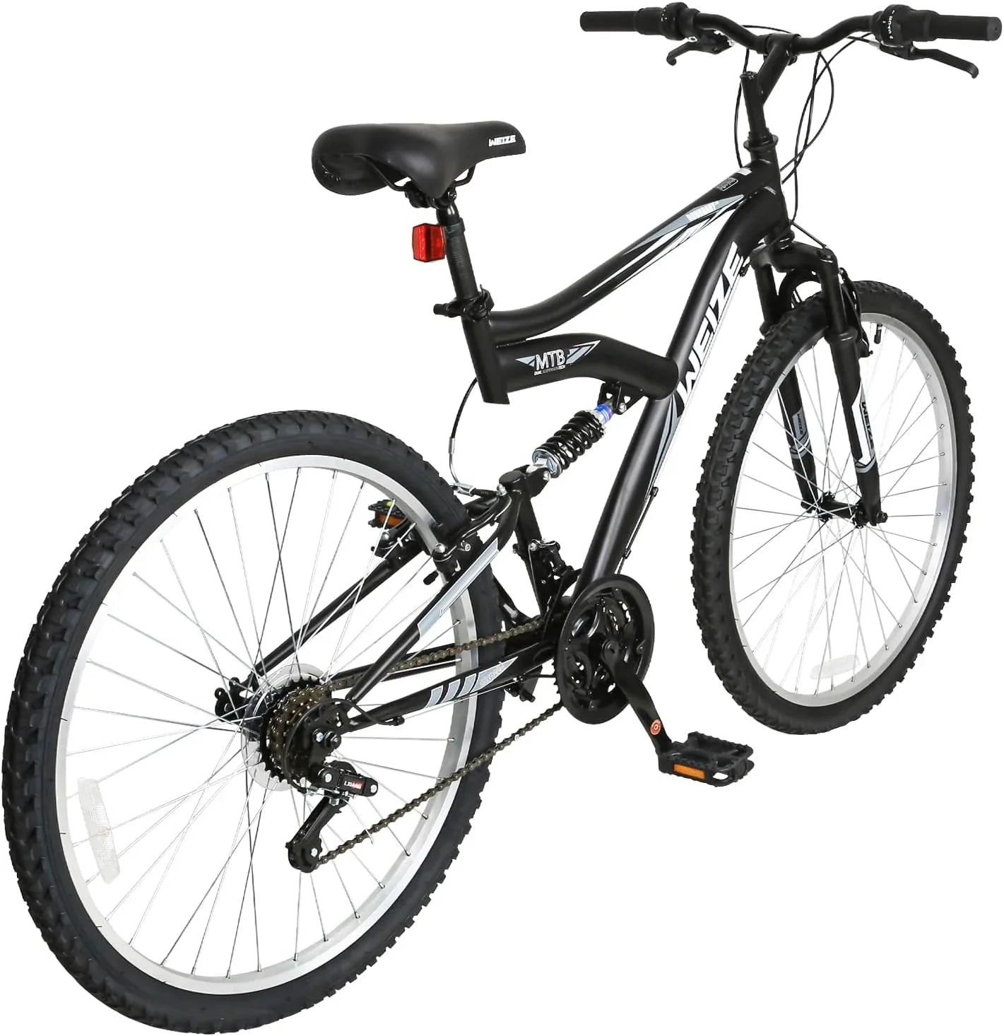 Vélo de montagne WEIZE, vélo hybride d'extérieur 26-27,5 pouces, 18 vitesses/acier à haute teneur en carbone/double suspension complète