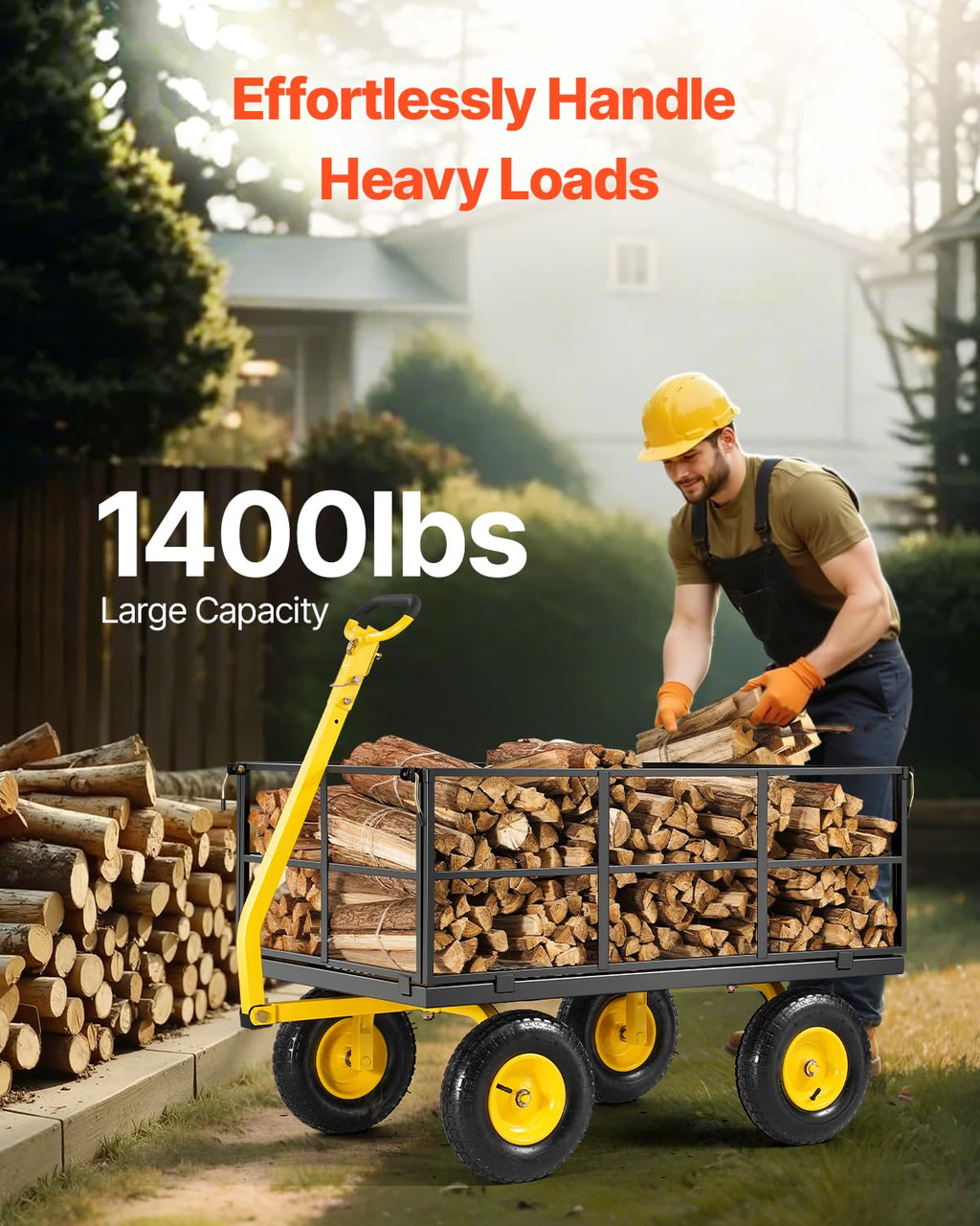 VEVOR chariot de transport de jardin véhicule utilitaire de remorque en métal extérieur robuste