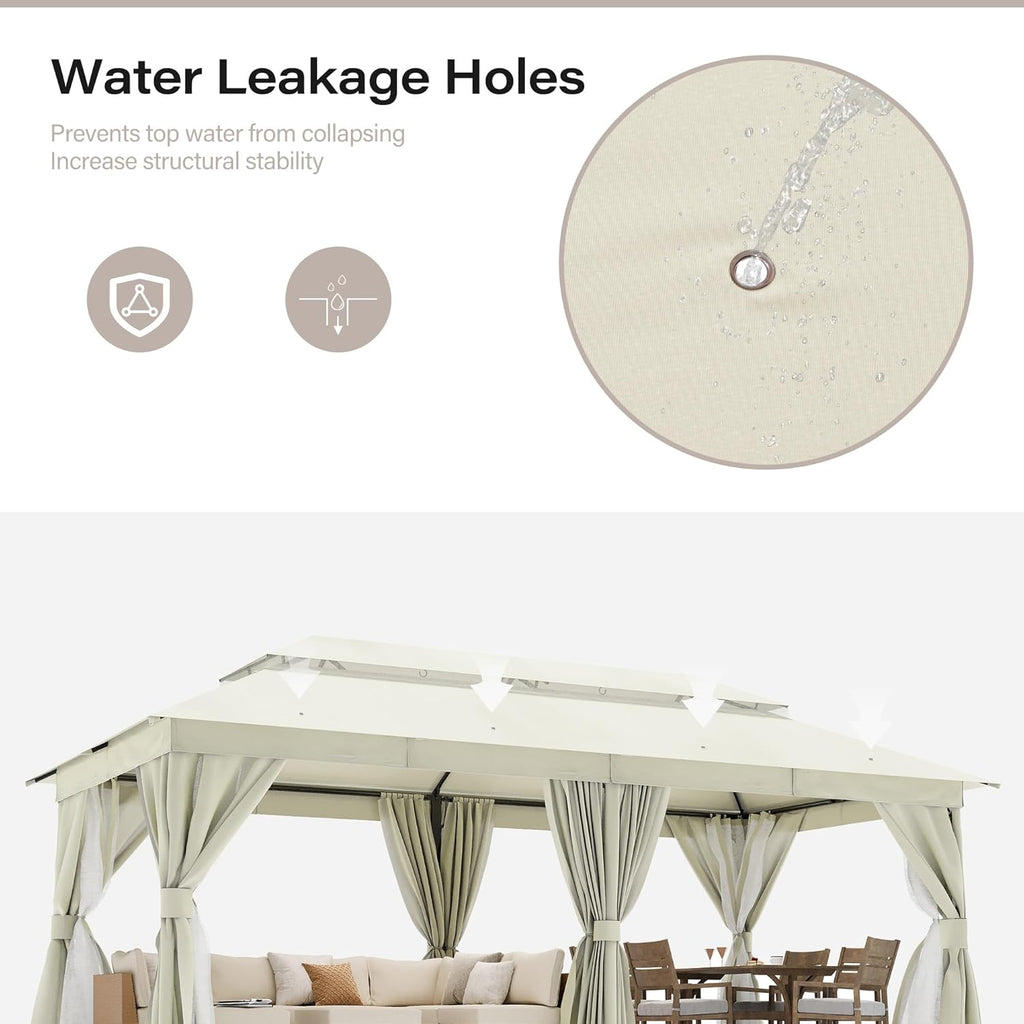 Tente pavillon d'extérieur améliorée à double toit, auvent imperméable UV50+ avec filet et crochets