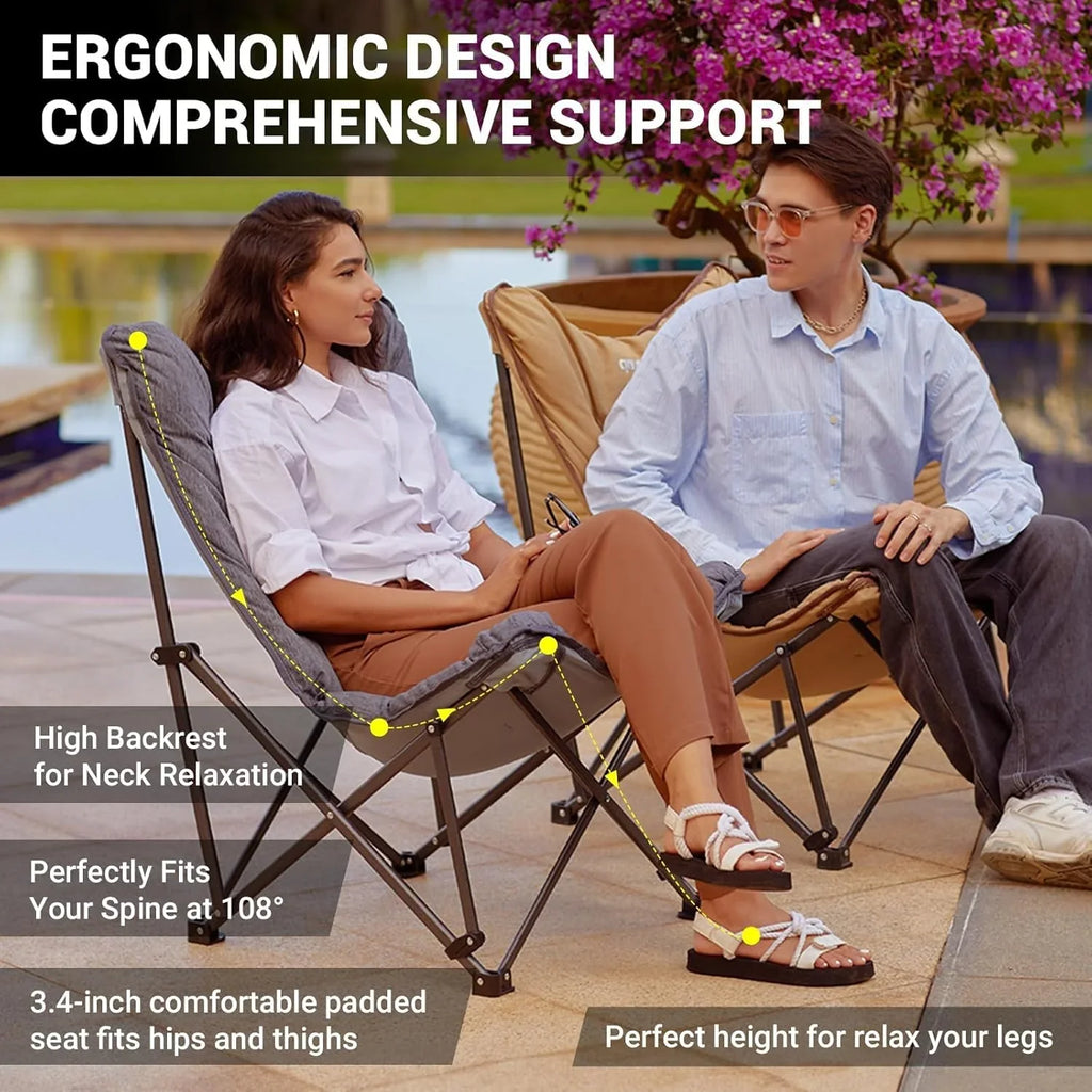 Chaise papillon, chaise de camping extra large, épaisse et confortable, chaise pliante portable, siège robuste de 400 lb
