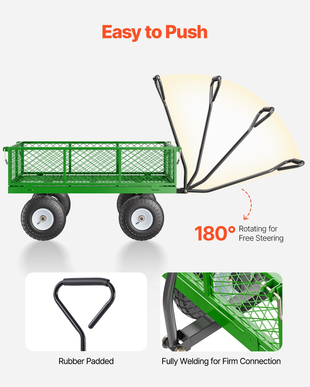 VEVOR chariot de transport de jardin véhicule utilitaire de remorque en métal extérieur robuste