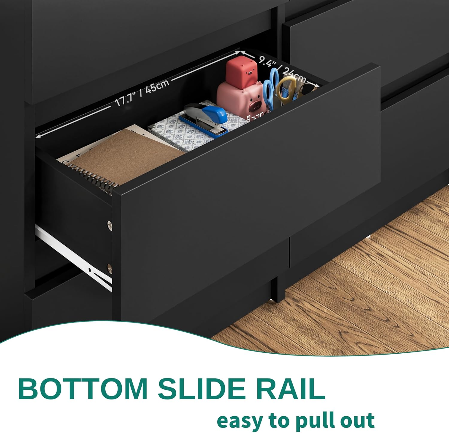 YITAHOME Commode met 6 lades, 100 x 30 x 70 cm, moderne slaapkamerkast, gemaakt van duurzaam MDF en spaanplaat, ideaal voor kleding en dagelijkse benodigdheden, zwart 