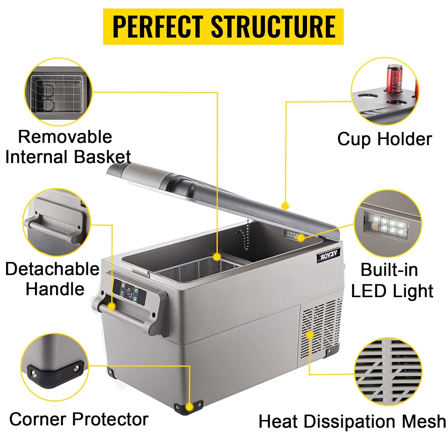 Réfrigérateur thermique portable 35L réfrigérateur de voiture réfrigérateur de voyage électrique portable pour voiture mini réfrigérateur pour voiture mini réfrigérateur pour boissons avec écran LCD