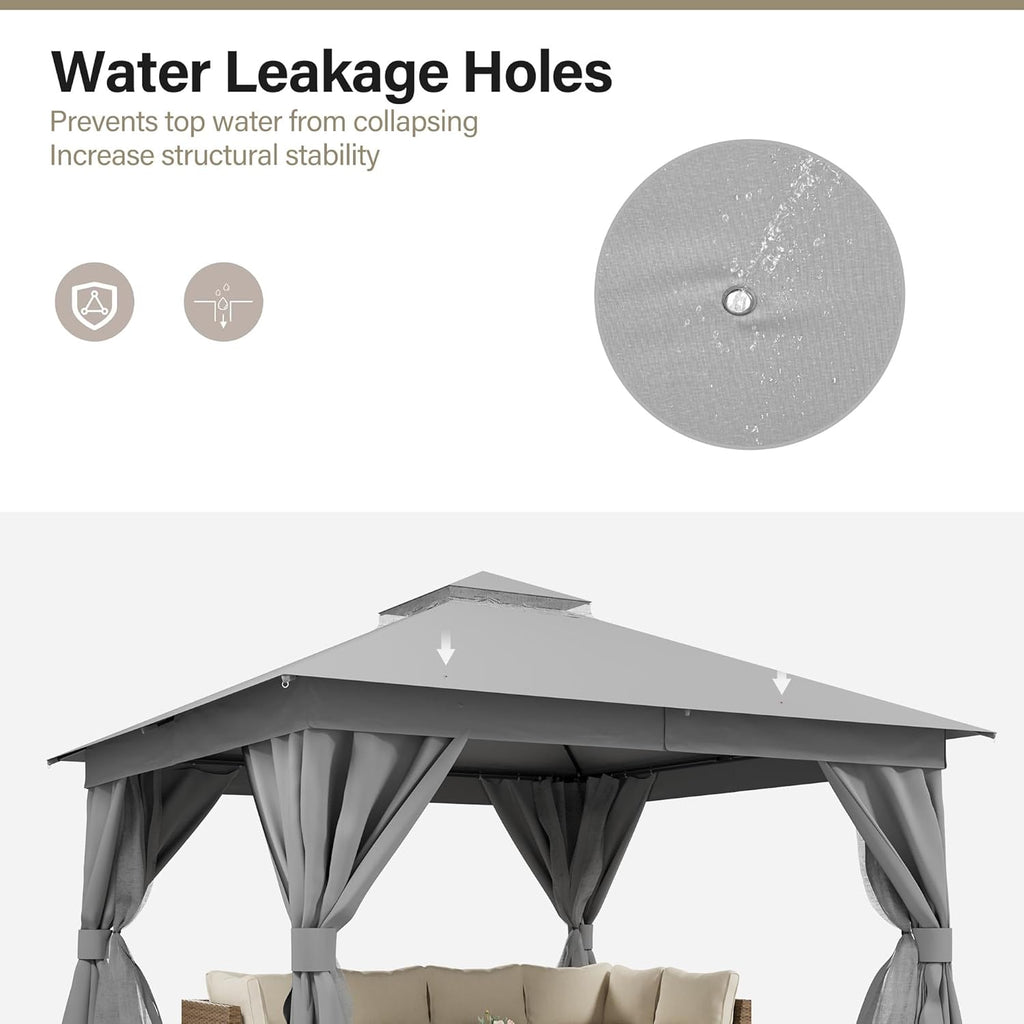 Tente pavillon d'extérieur améliorée à double toit, auvent imperméable UV50+ avec filet et crochets