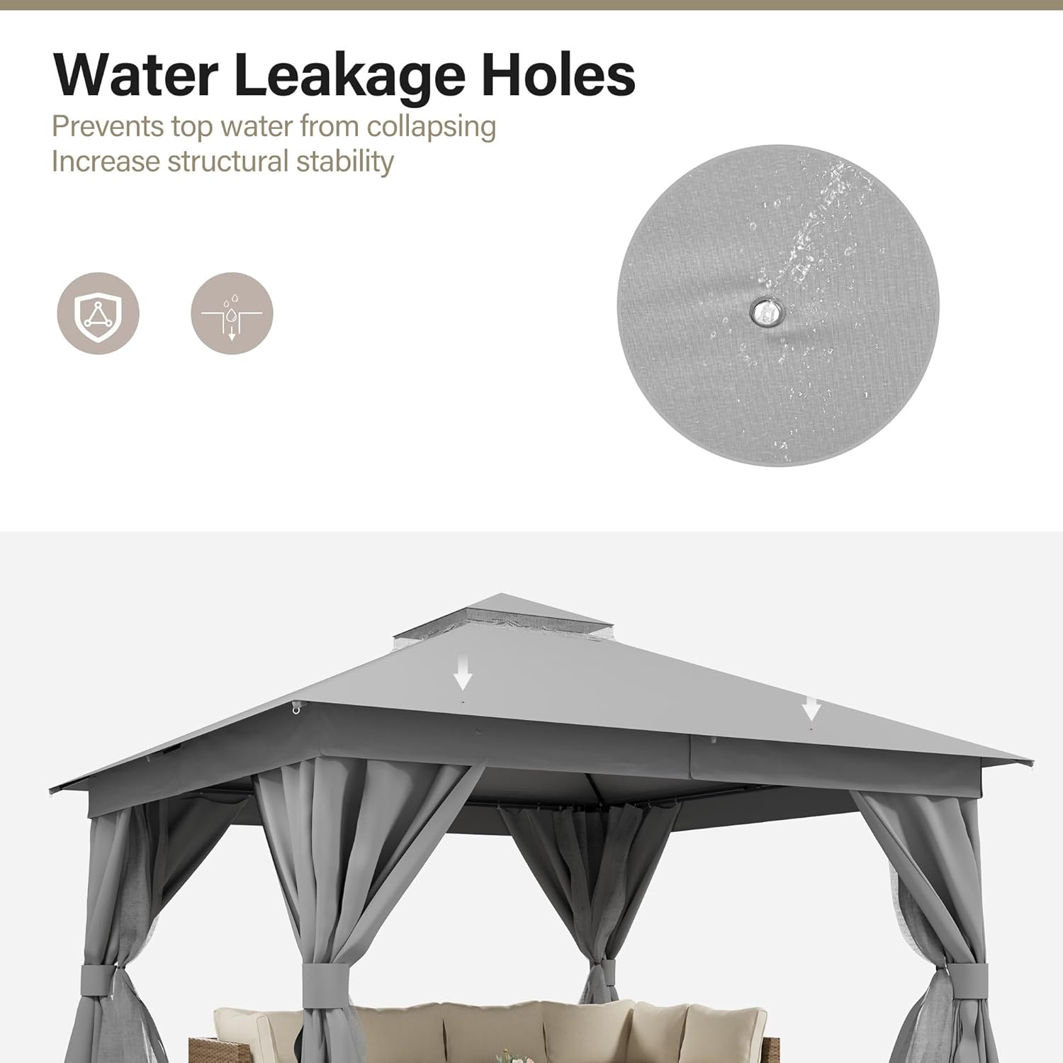 Tente pavillon d'extérieur améliorée à double toit, auvent imperméable UV50+ avec filet et crochets