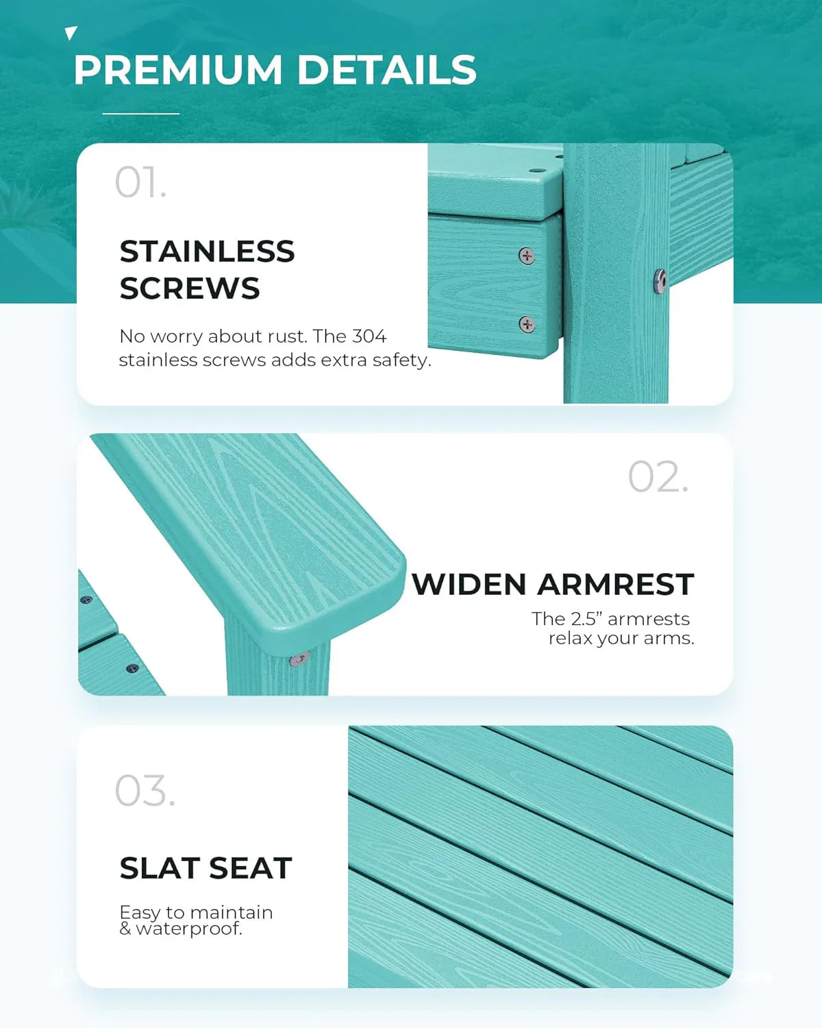Ensemble de salle à manger d'extérieur en PEHD, 7 pièces, avec table découpée pour parasol et 6 chaises