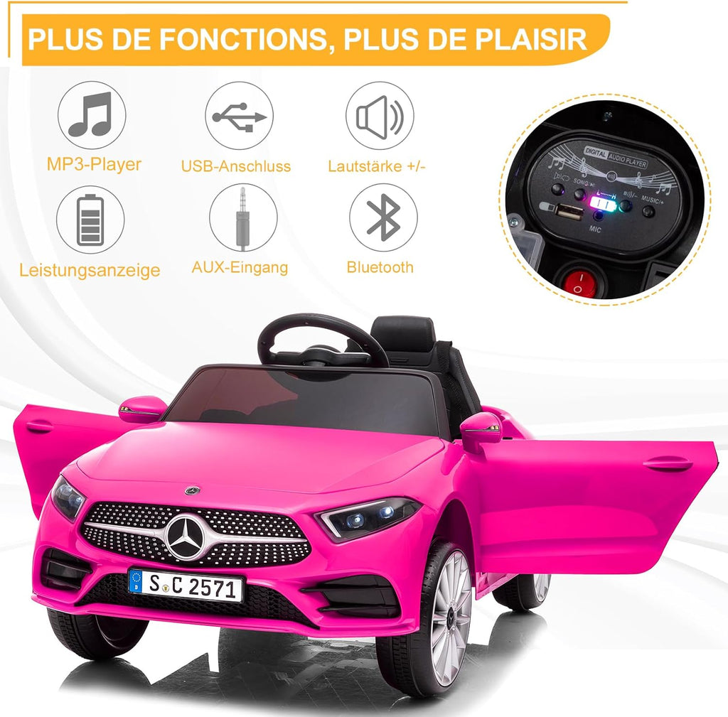 LALAHO Voitures électriques pour Enfants Mercedes Benz AMG avec Télécommande 2.4G, Véhicule électrique Enfant 2 Portes avec MP3 (Blanc)