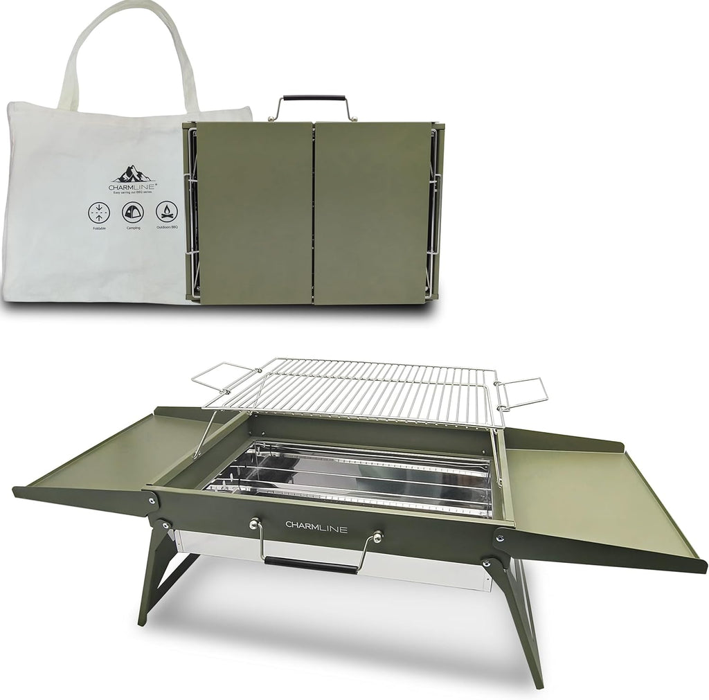 Barbecue portable compact au charbon de bois pour l'extérieur, 34 x 23 cm