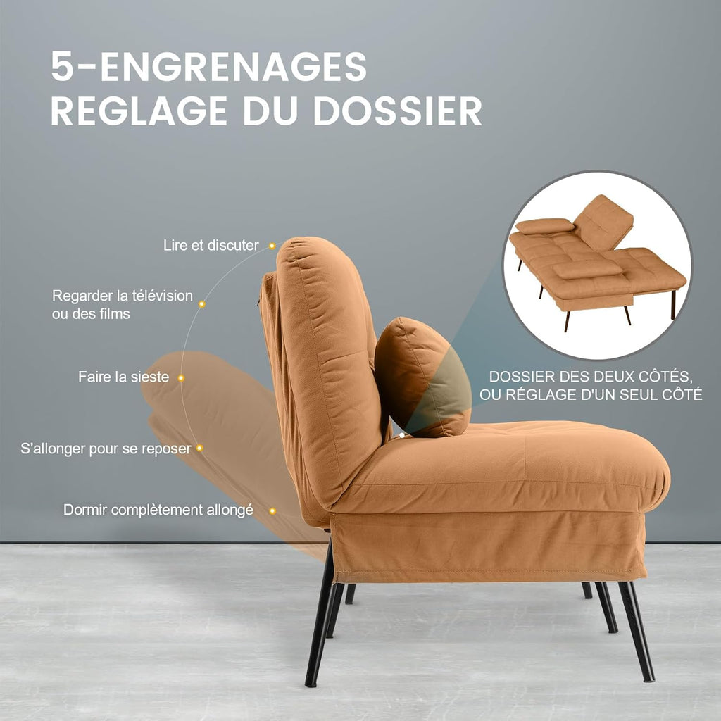 COMHOMA Slaapbank met slaapfunctie - Omvormbare futonhoes - Hoekbank - 3-zits gastenbank - met verstelbare stoffen rugleuning - Grijs 