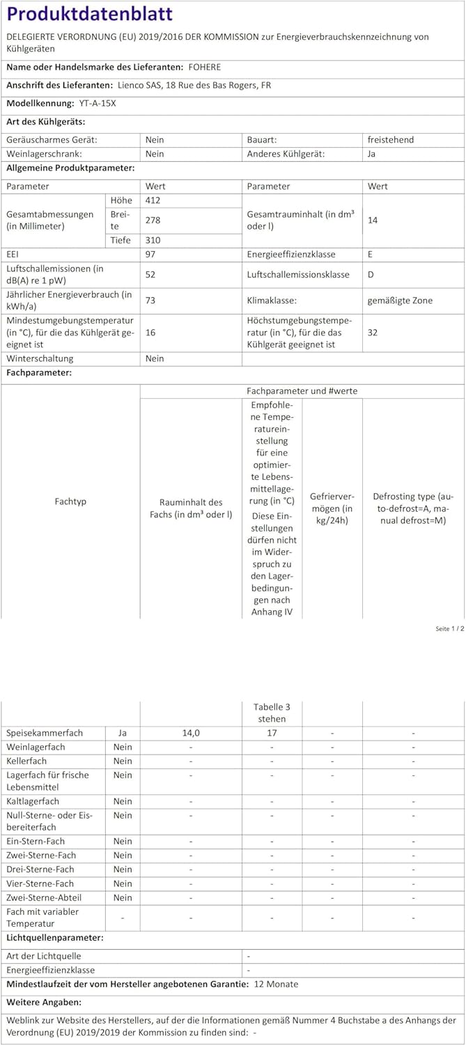 Mini réfrigérateur FOHERE 15 L/21 canettes, petit réfrigérateur portable 240 V/12 V, mode silencieux, fonction chaud/froid, cosmétique noir