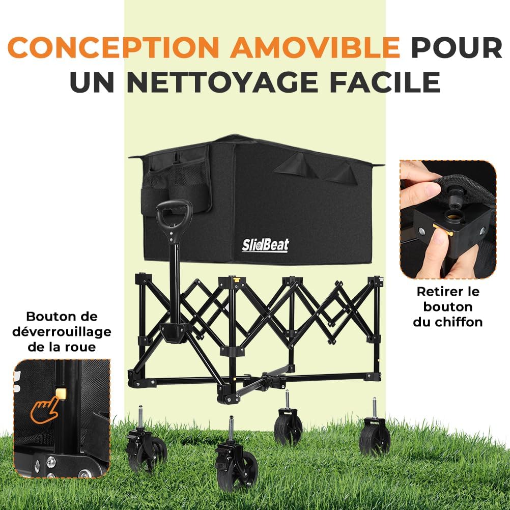 SLIDBEAT Chariot de transport pliable tout terrain pour plages et shopping