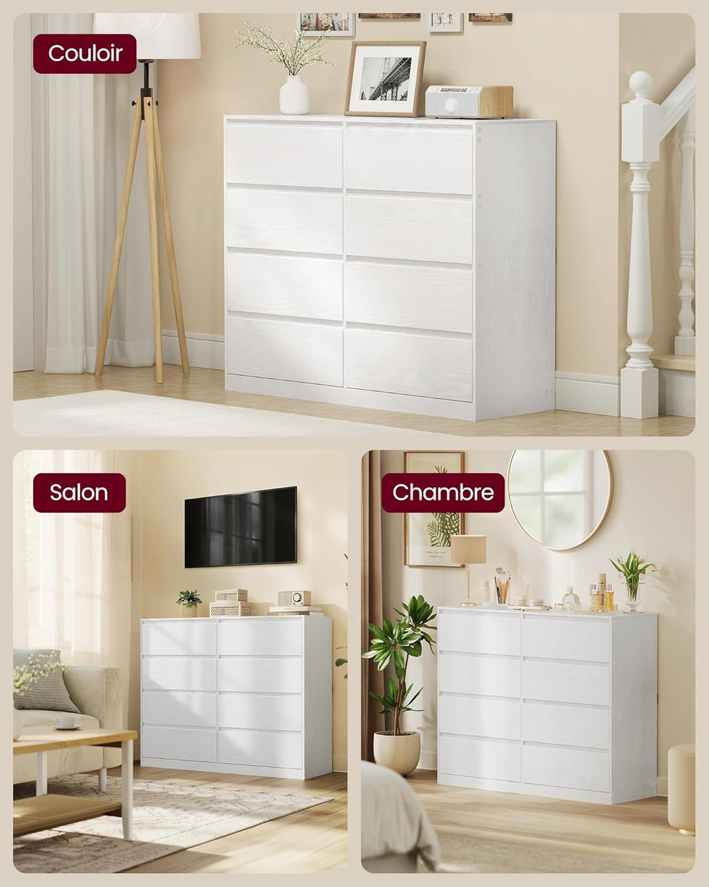 VASAGLE Kailyn Collection - Commode de Chambre à Coucher Armoire de Rangement 6 Tiroirs