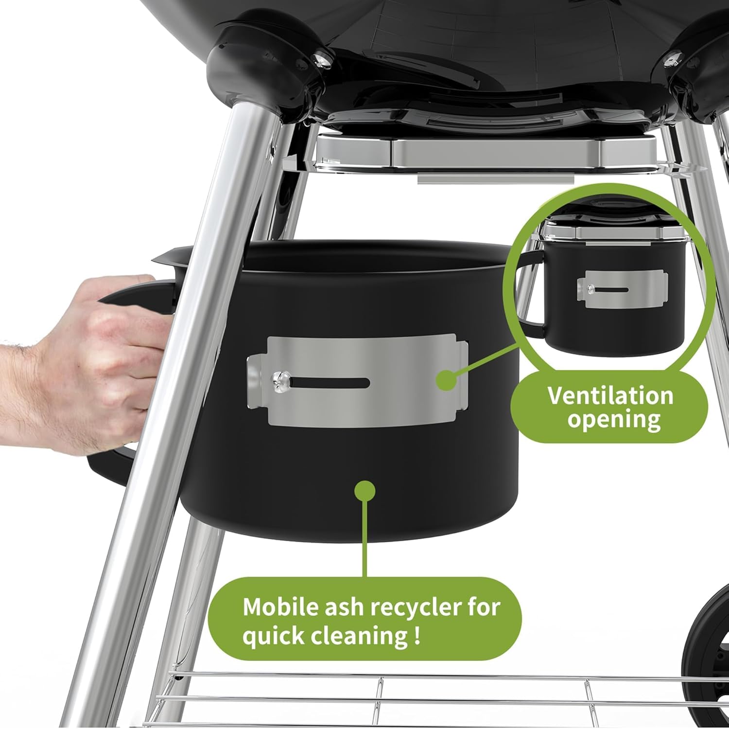 Grill à charbon TEENO, gril de cuisson XXL, gants anti-brûlure, thermomètre, tiroir à cendres,