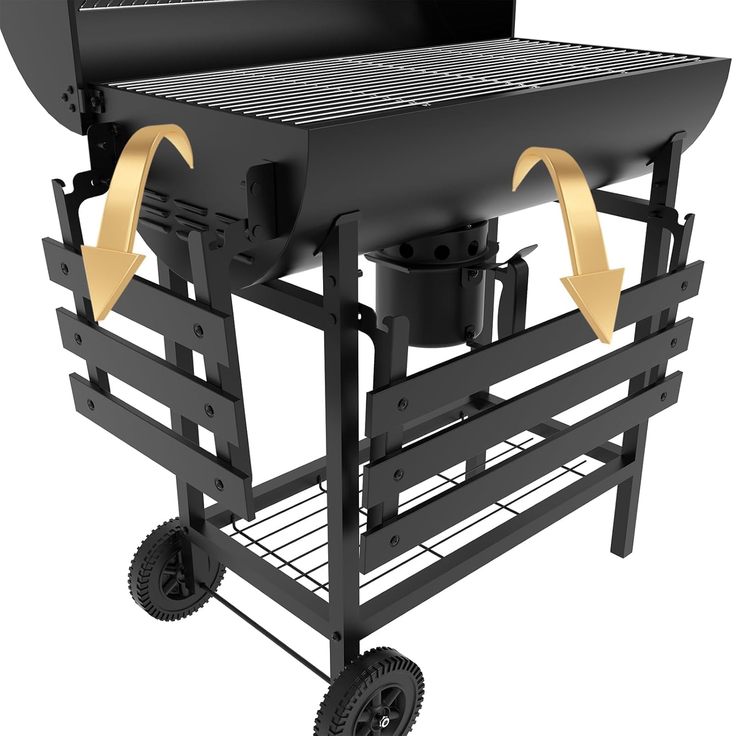 Grill à charbon TEENO, gril de cuisson XXL, gants anti-brûlure, thermomètre, tiroir à cendres,