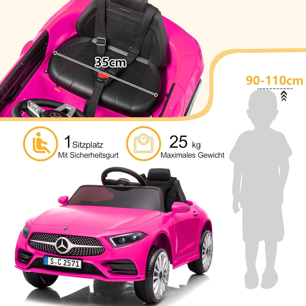 LALAHO Voitures électriques pour Enfants Mercedes Benz AMG avec Télécommande 2.4G, Véhicule électrique Enfant 2 Portes avec MP3 (Blanc)