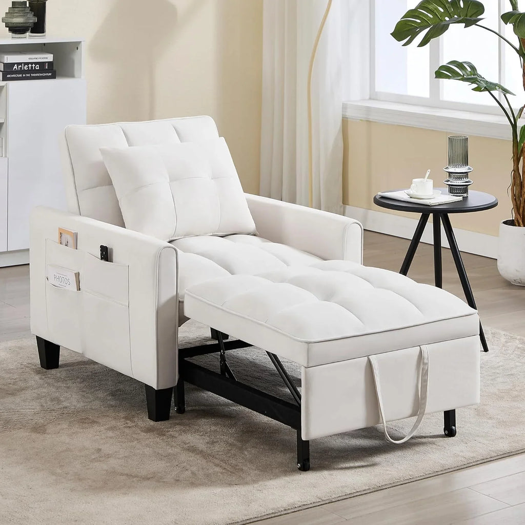 Fauteuil convertible 3 en 1, canapé-lit gigogne, canapé simple en velours avec dossier réglable