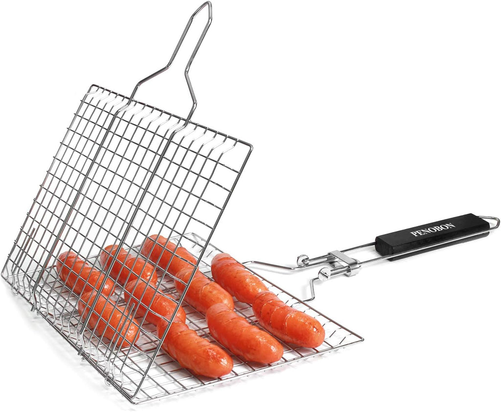 Panier à griller pliable en acier inoxydable pour la cuisson du poisson, des légumes ou des crevettes