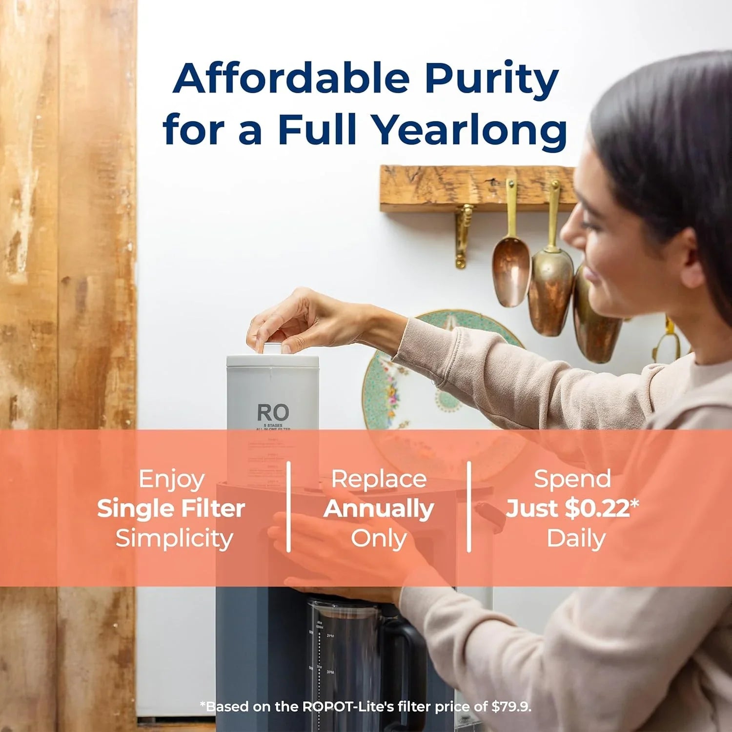 Système d'osmose inverse Bluevua RO100ROPOT-Lite (UV), purificateur d'eau de comptoir, purification en 7 étapes, avec fonctions UV et de reminéralisation, surveillance du TDS et de la durée de vie du filtre