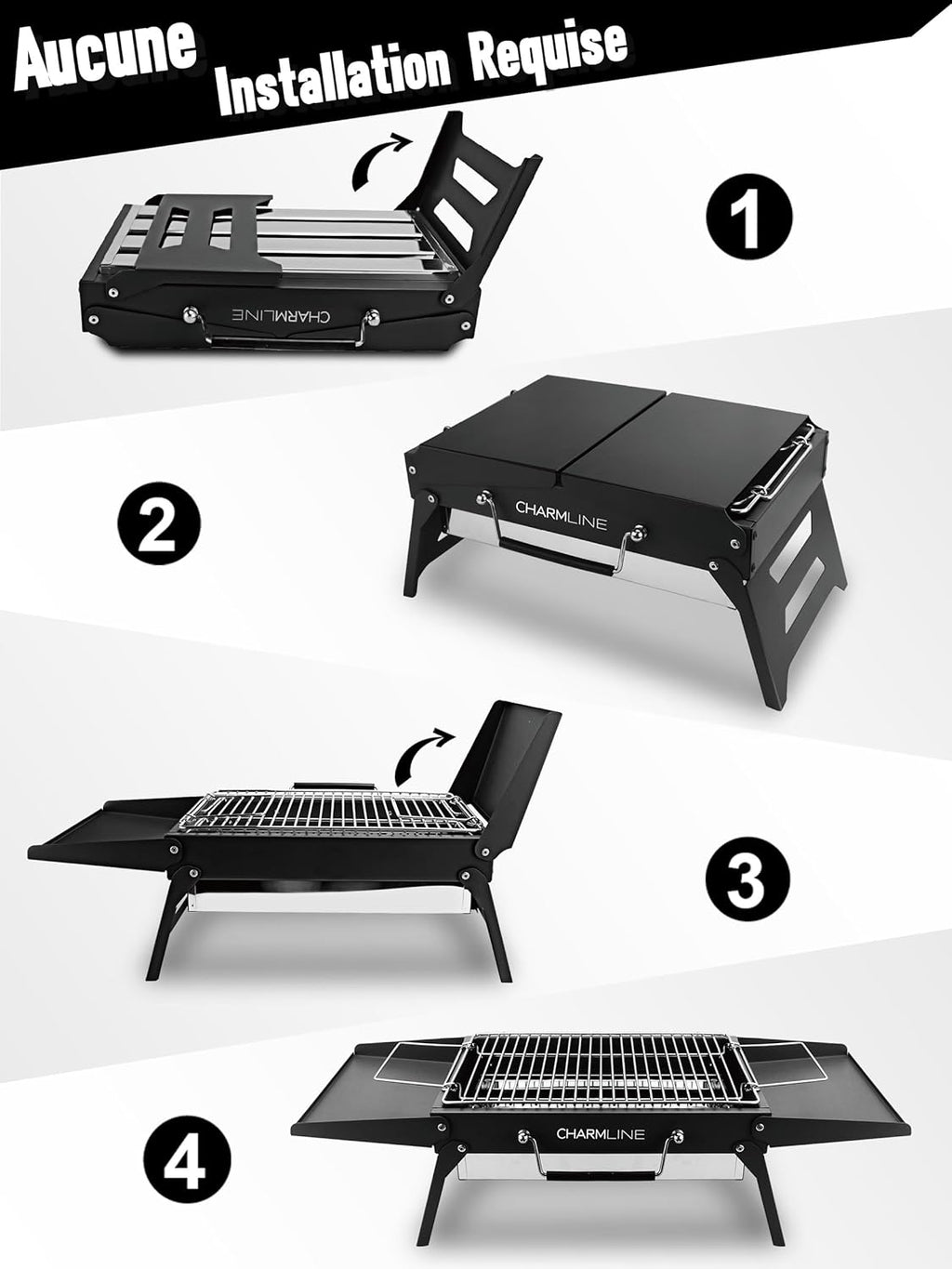 Barbecue portable compact au charbon de bois pour l'extérieur, 34 x 23 cm