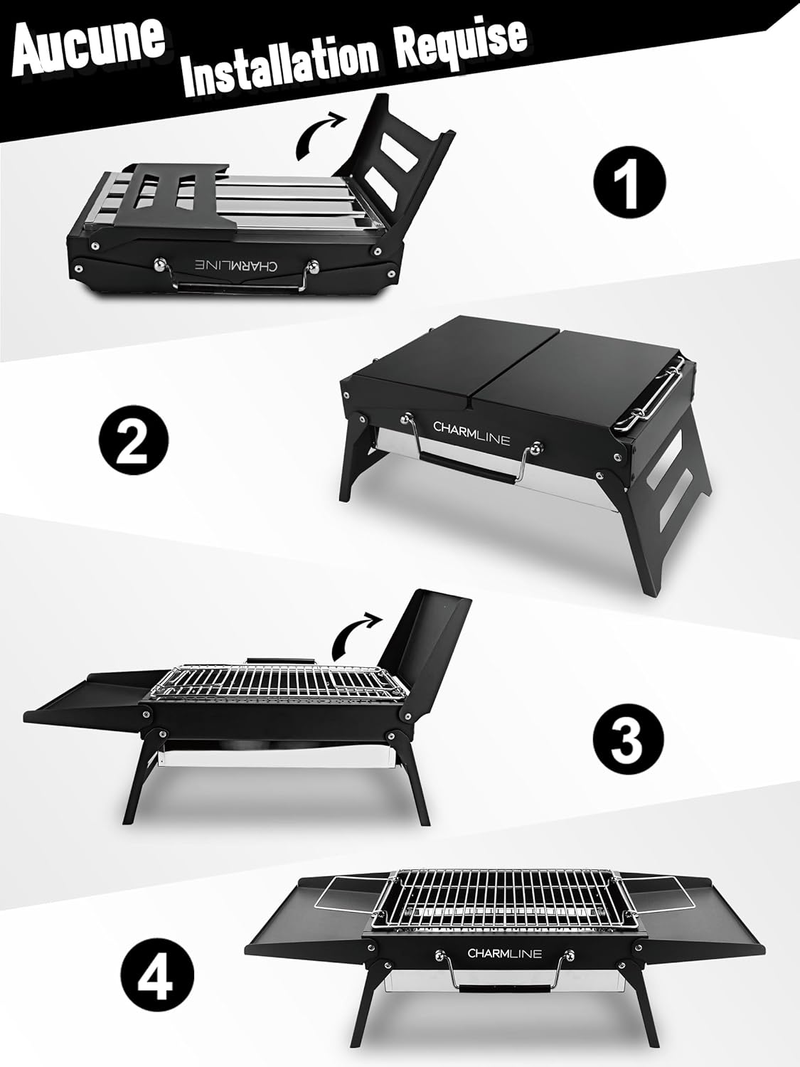 Barbecue portable compact au charbon de bois pour l'extérieur, 34 x 23 cm