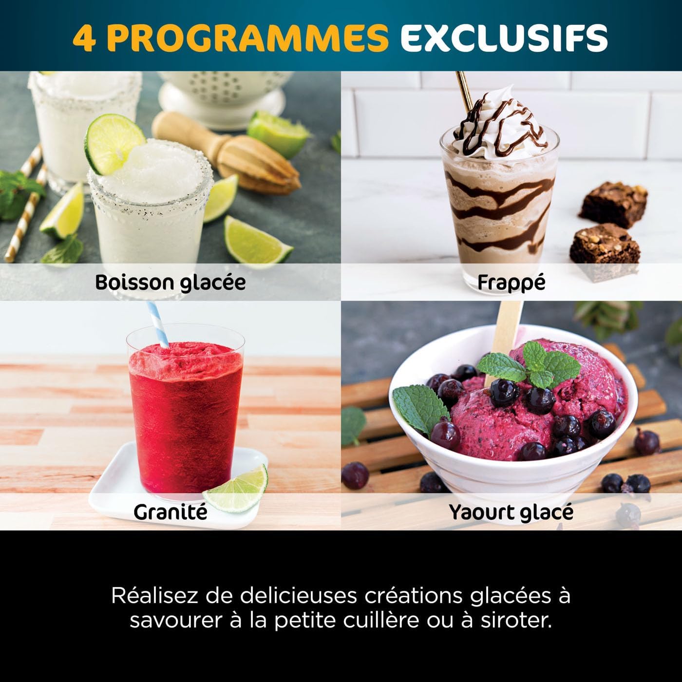 Sorbetière Ninja CREAMi 7 programmes pour glaces sorbets smoothies et milkshakes, noir/argent 1,4 L