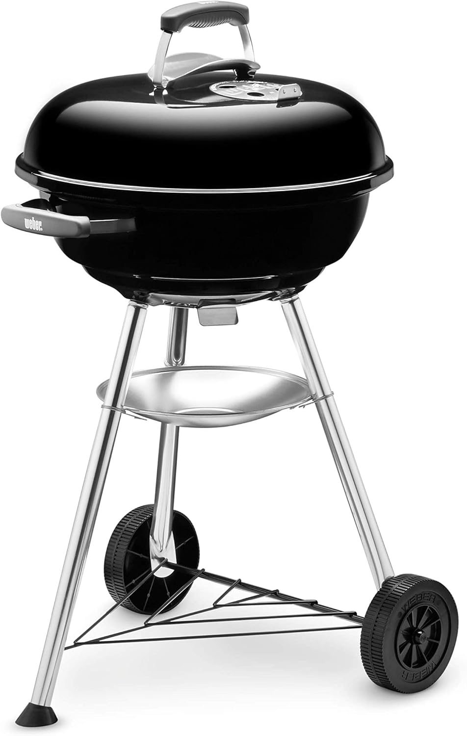 Weber Compact Kettle Houtskoolgrill/Met Statief en Wielen, Hitte- en Roestbestendig Ontwerp, Verchroomd Stalen Grillrooster, 47 cm, Zwart 