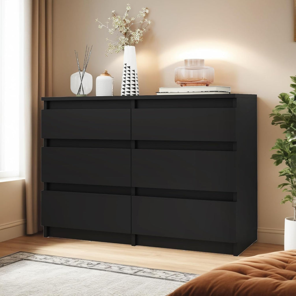 YITAHOME Commode met 6 lades, 100 x 30 x 70 cm, moderne slaapkamerkast, gemaakt van duurzaam MDF en spaanplaat, ideaal voor kleding en dagelijkse benodigdheden, zwart 