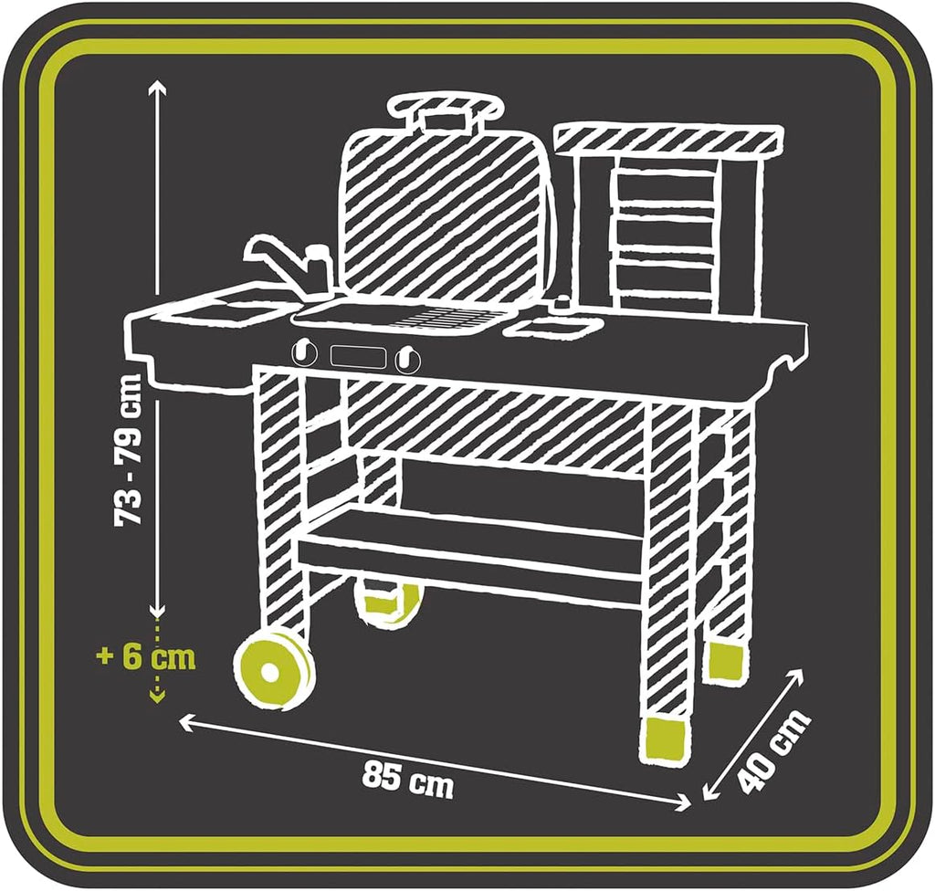 Smoby - Grill de Cuisine de Jardin avec Flamme Magique Rétractable